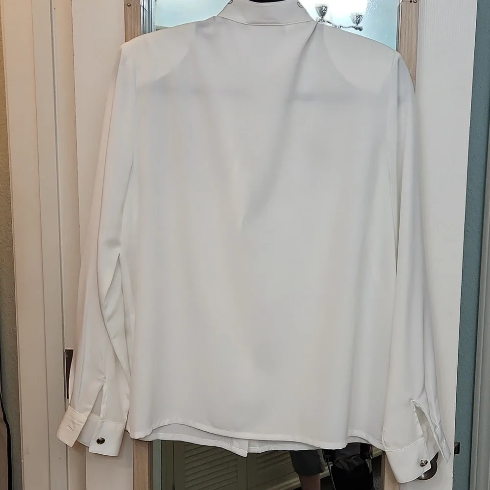 Elegant White Embroidered Blouse - Picture 5 of 6